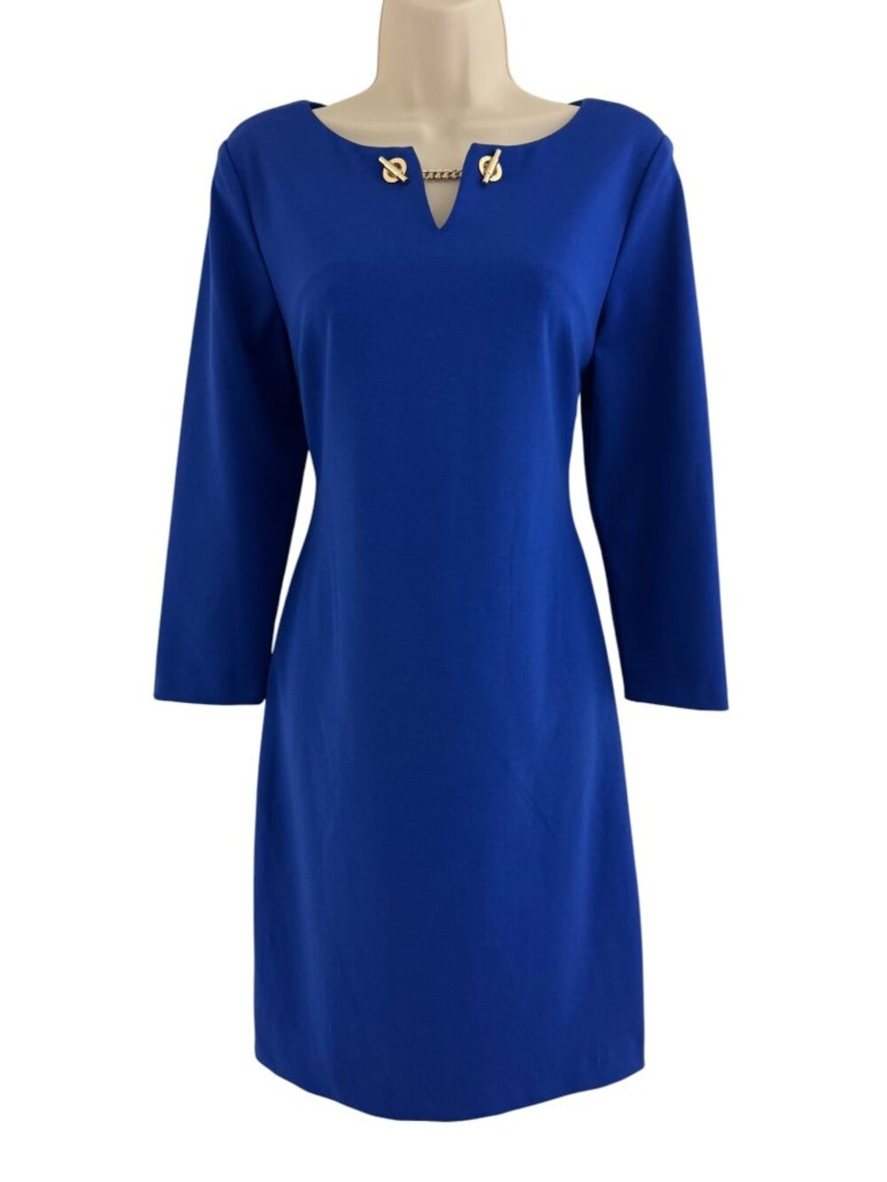 Ivanka Trump Blue Ponte Knit Sheath Shift Dress Size 10 Office Work Evening